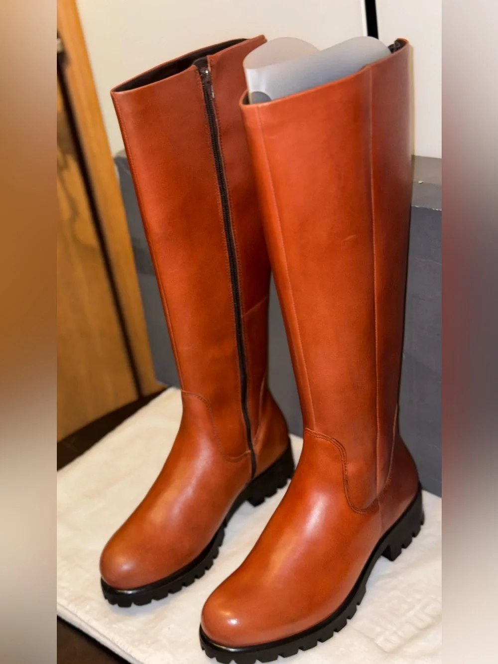 ECCO Tall Women’s Leather Riding Boots in Cognac